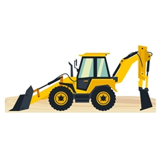 Construction Theme Backhoe Loader Digger Transparent Sticker
